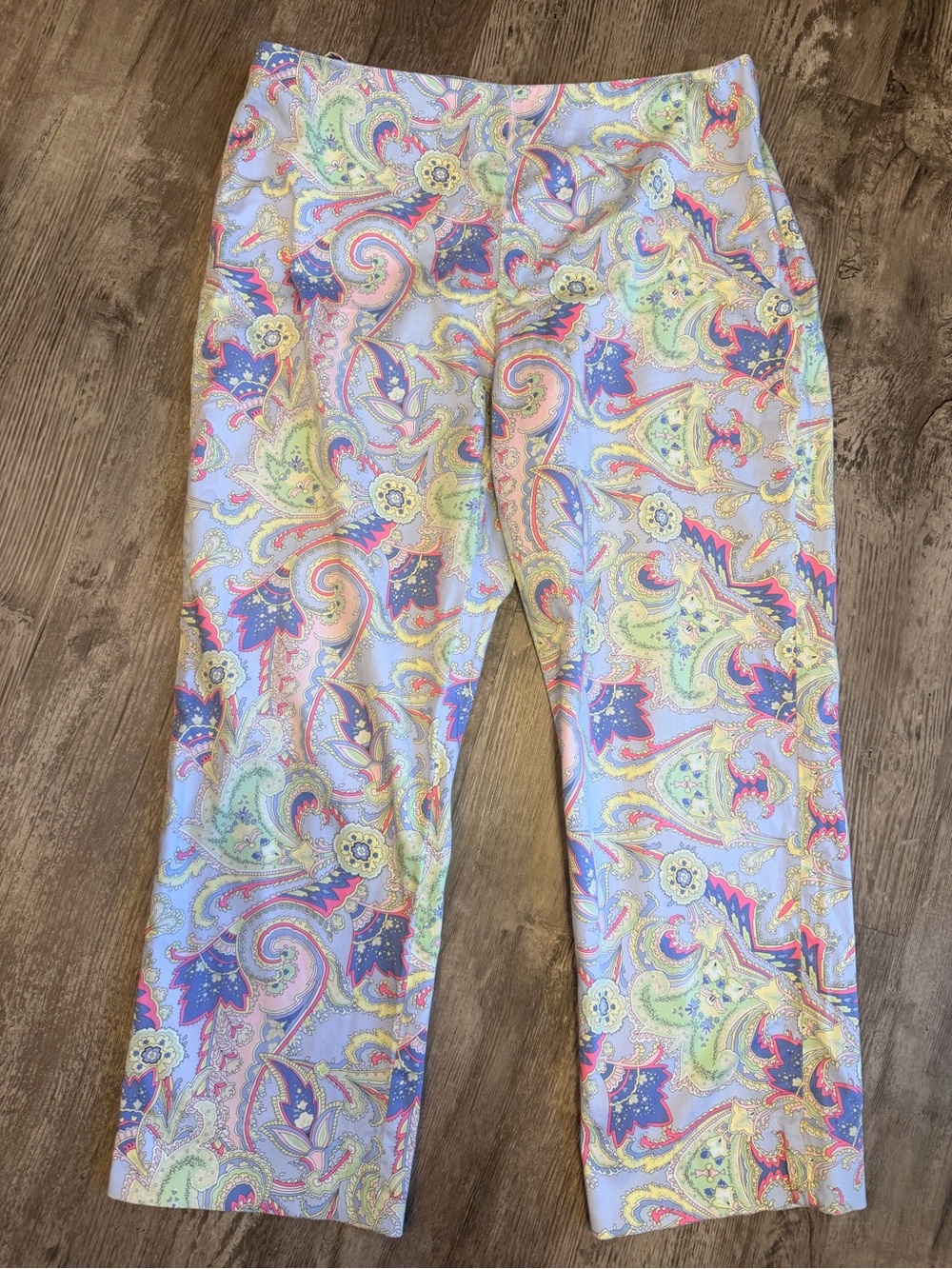 Lauren Ralph Lauren Women's Pants Size 14 Paisley Multi-Color Side Zip Cotton